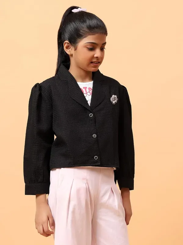 Black_Cotton_Blend_Stylish_Jacket_With_Sleeveless_T-Shirt_For_Girls