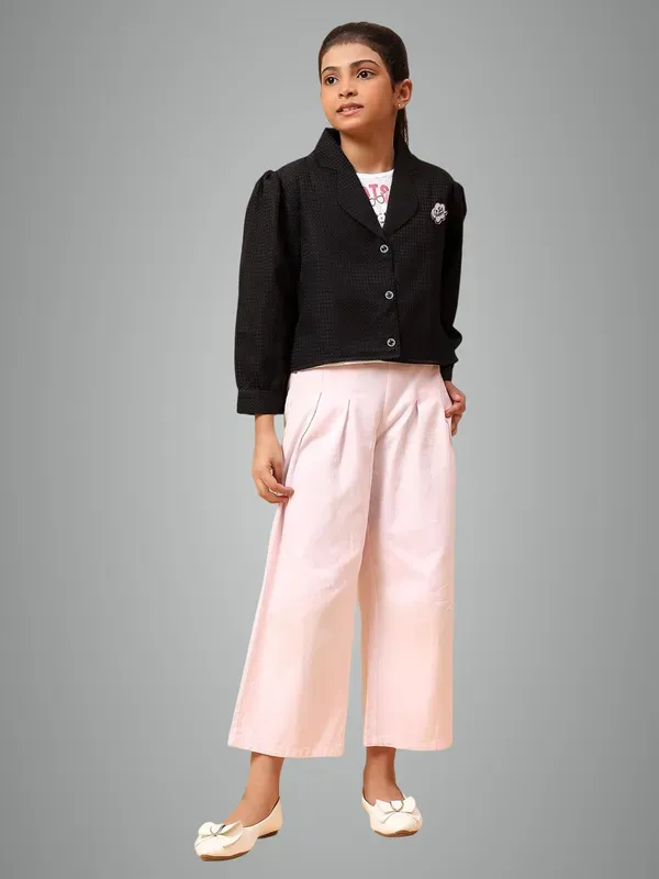 Black_Cotton_Blend_Stylish_Jacket_With_Sleeveless_T-Shirt_For_Girls