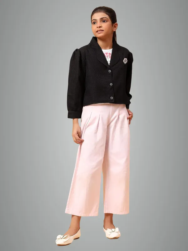 Black_Cotton_Blend_Stylish_Jacket_With_Sleeveless_T-Shirt_For_Girls