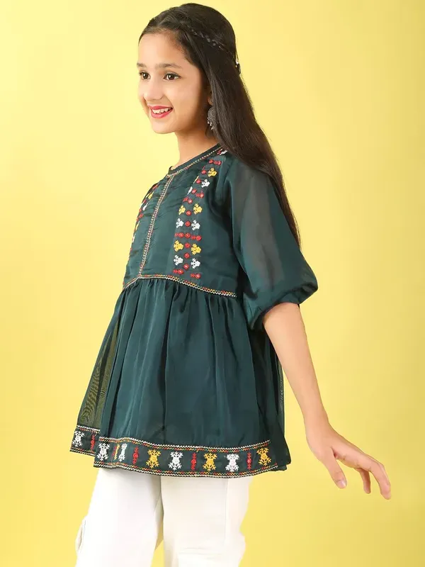Dark_Blue_Georgette_Floral_Embroidered_Top_With_For_Girls