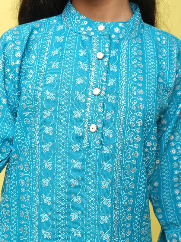 Blue_Ethnic_Printed_Cotton_Kurti_And_Pant_Set_Co-Ord_Set_For_Girls