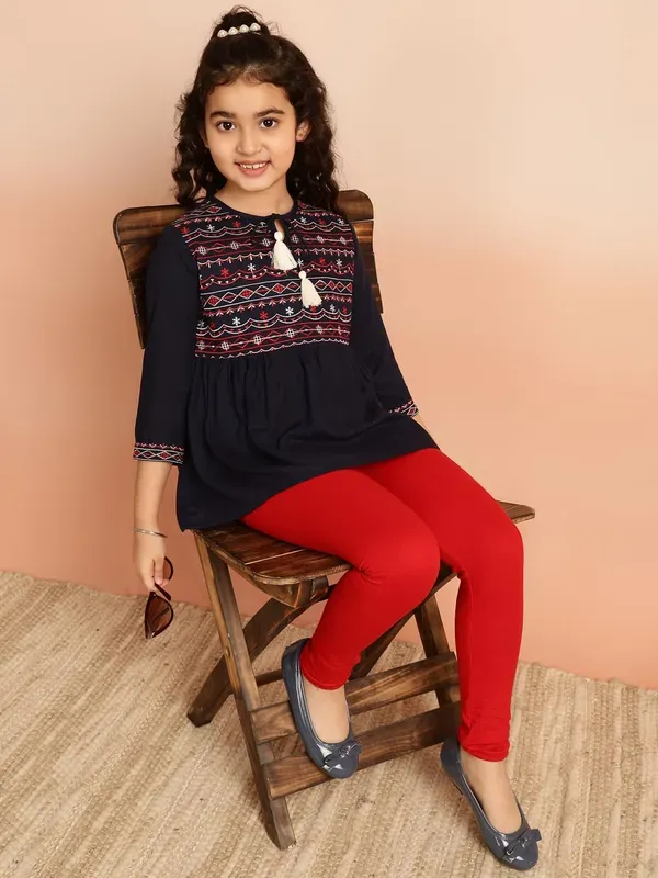 Black_Rayon_Embroidered_Regular_Fit_Tie_Up_Neck_Casual_Top_For_Girls
