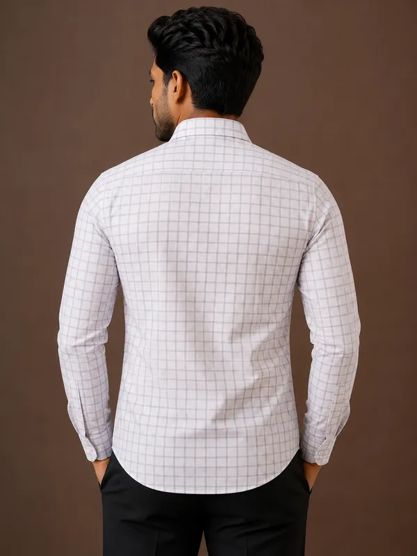 White_Check_Pattern_Full_Sleeve_Shirt_For_Men