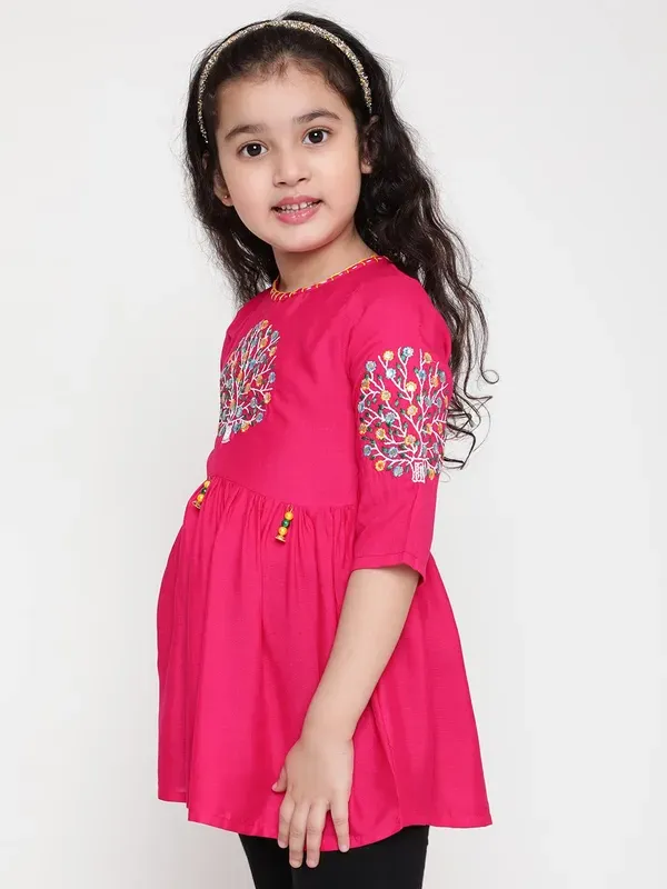 Rani_Three_Fourth_Sleeves_Floral_Embroidered_Top_For_Girls