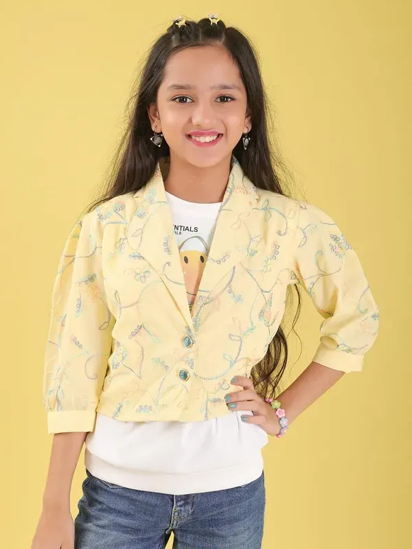 Yellow_Cotton_Blend_Floral_Embroidered_Top_With_Half_Sleeves_T-Shirt_For_Girls