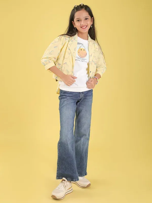 Yellow_Cotton_Blend_Floral_Embroidered_Top_With_Half_Sleeves_T-Shirt_For_Girls