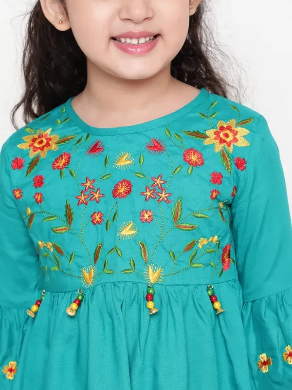 Rama_Rayon_Floral_Embroidery_Round_Neck_Casual_Top_For_Girls