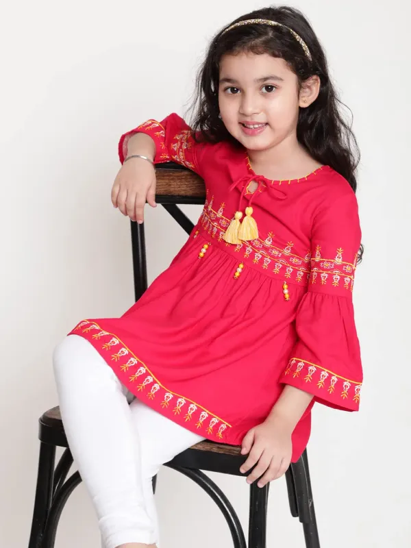 Rani_Rayon_Floral_Embroidery_Round_Neck_Casual_Top_For_Girls