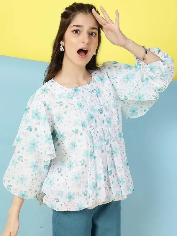 Rama_Floral_Printed_Pleated_Casual_Top_For_Girls