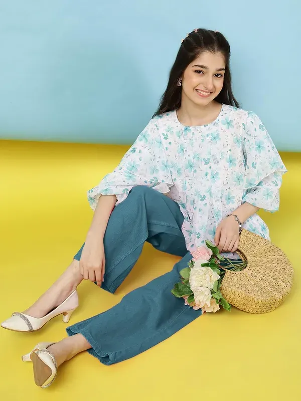 Rama_Floral_Printed_Pleated_Casual_Top_For_Girls