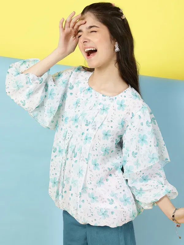 Rama_Floral_Printed_Pleated_Casual_Top_For_Girls