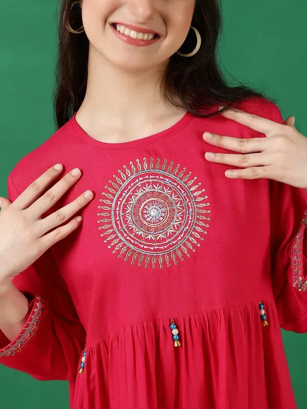 Rani_Rayon_Floral_Embroidery_Regular_Fit_Tie_Up_Neck_Casual_Top_For_Girls
