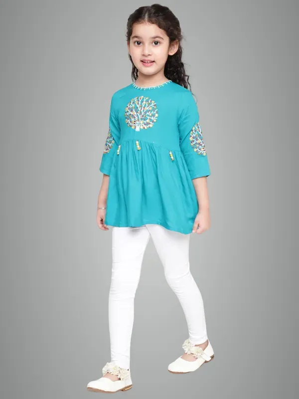 Rama_Three_Fourth_Sleeves_Floral_Embroidered_Top_For_Girls