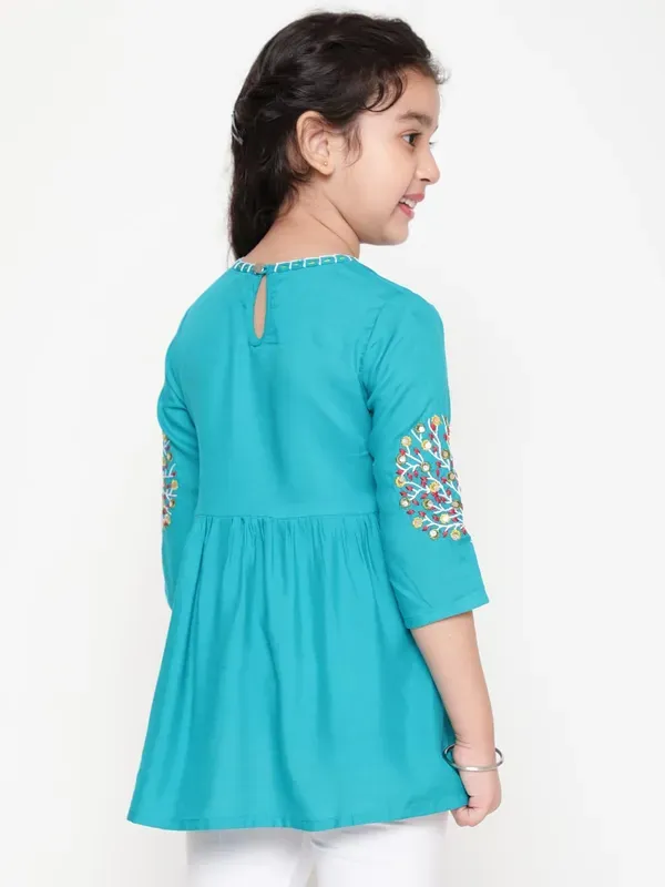 Rama_Three_Fourth_Sleeves_Floral_Embroidered_Top_For_Girls
