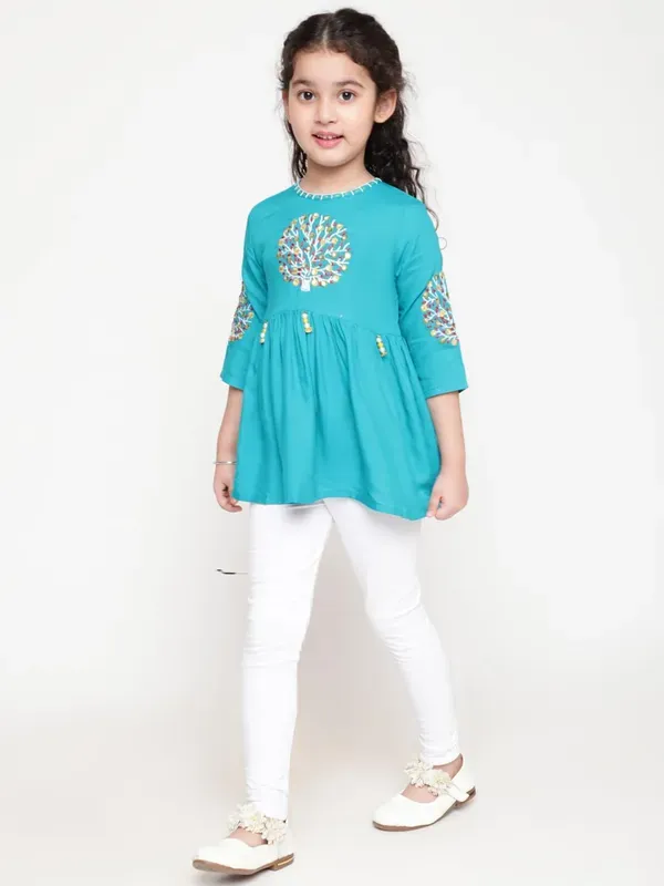 Rama_Three_Fourth_Sleeves_Floral_Embroidered_Top_For_Girls