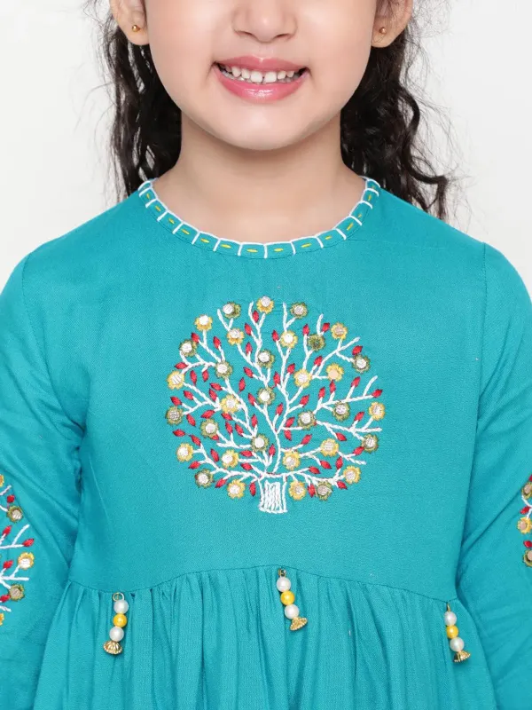 Rama_Three_Fourth_Sleeves_Floral_Embroidered_Top_For_Girls