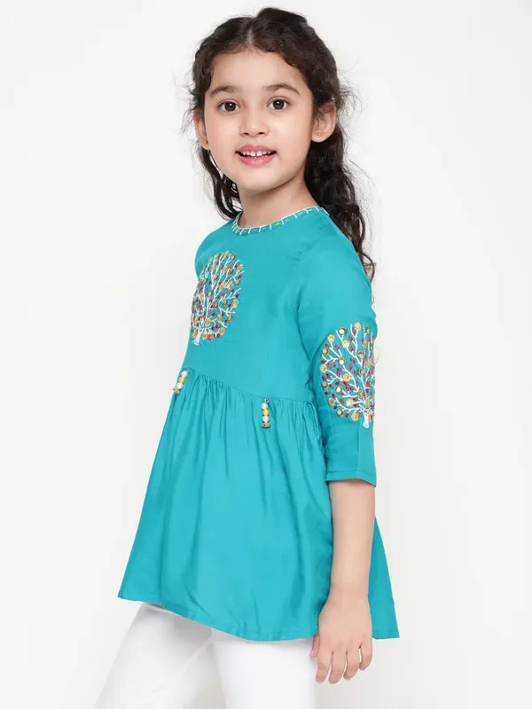 Rama_Three_Fourth_Sleeves_Floral_Embroidered_Top_For_Girls