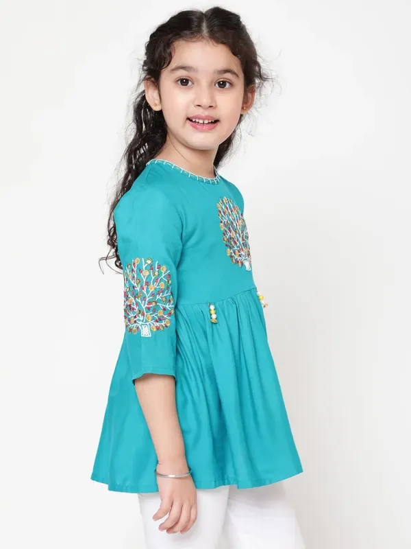 Rama_Three_Fourth_Sleeves_Floral_Embroidered_Top_For_Girls