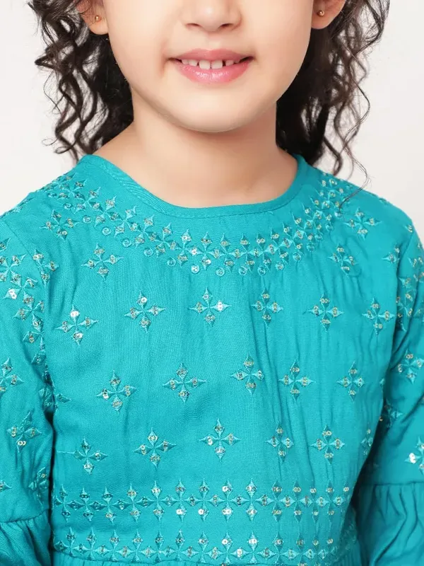 Rama_Layered_Sleeves_Embroidered_Regular_Fit_Round_Neck_Casual_Top_For_Girl