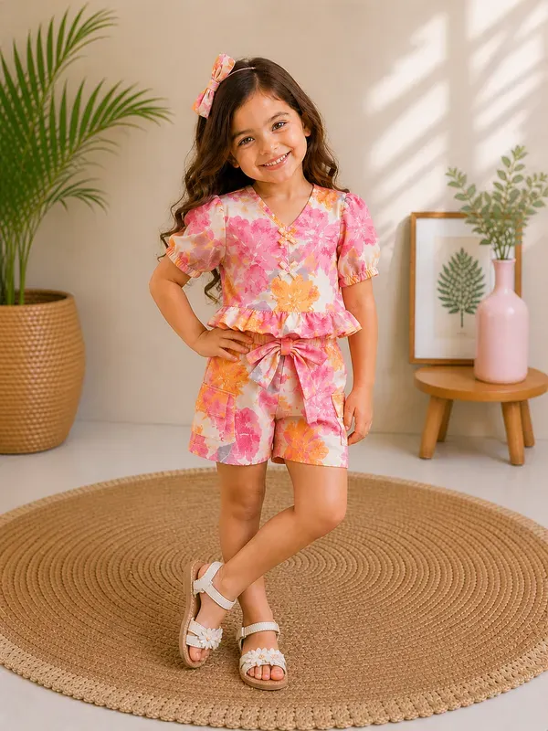 Blossom_Breeze_Floral_Co-Ord_Set_For_Girls_Ruffle_Sleeve_Summer_Top