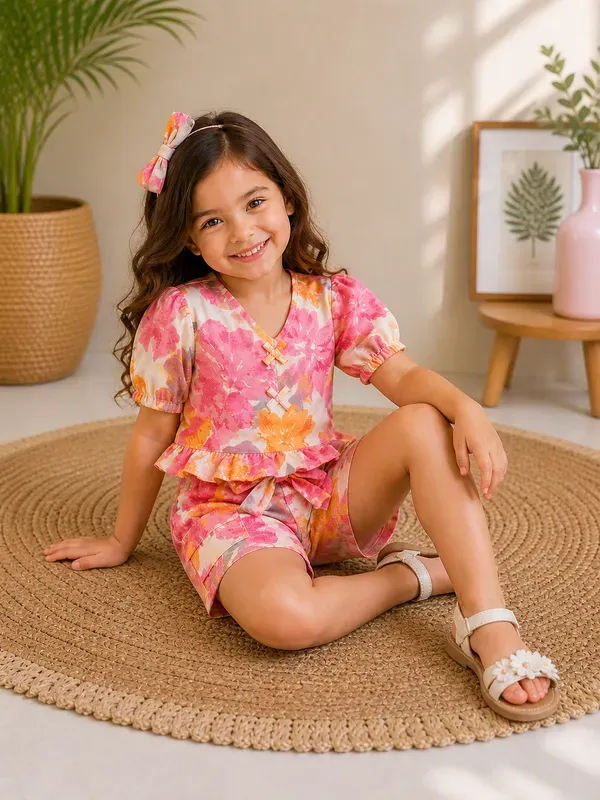 Blossom_Breeze_Floral_Co-Ord_Set_For_Girls_Ruffle_Sleeve_Summer_Top