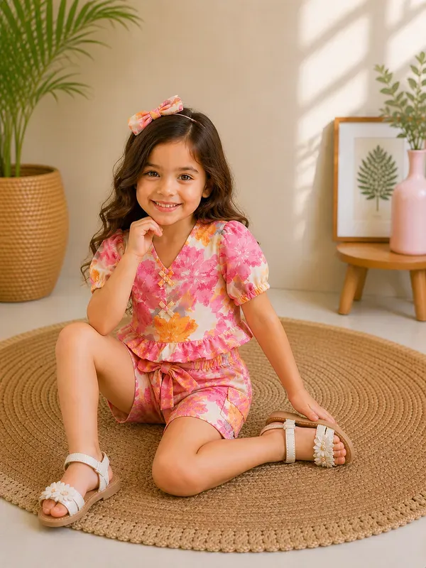 Blossom_Breeze_Floral_Co-Ord_Set_For_Girls_Ruffle_Sleeve_Summer_Top