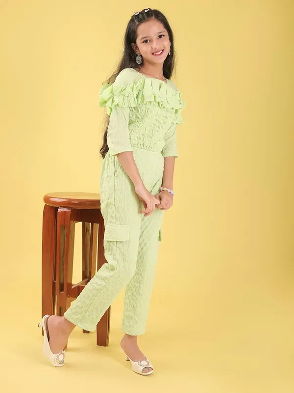 Light_Green_Viscose_Modal_Ruffled_Smocked_Top_And_Straight_Pants_Co-Ord_Set