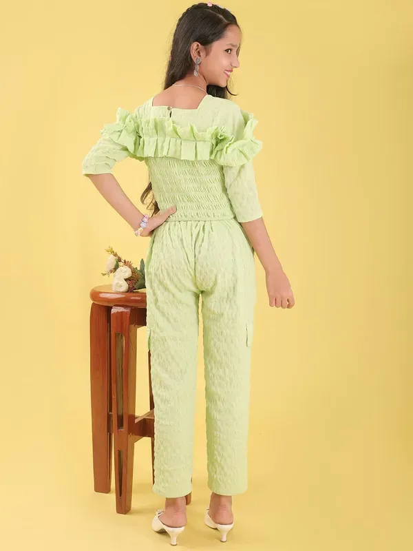 Light_Green_Viscose_Modal_Ruffled_Smocked_Top_And_Straight_Pants_Co-Ord_Set