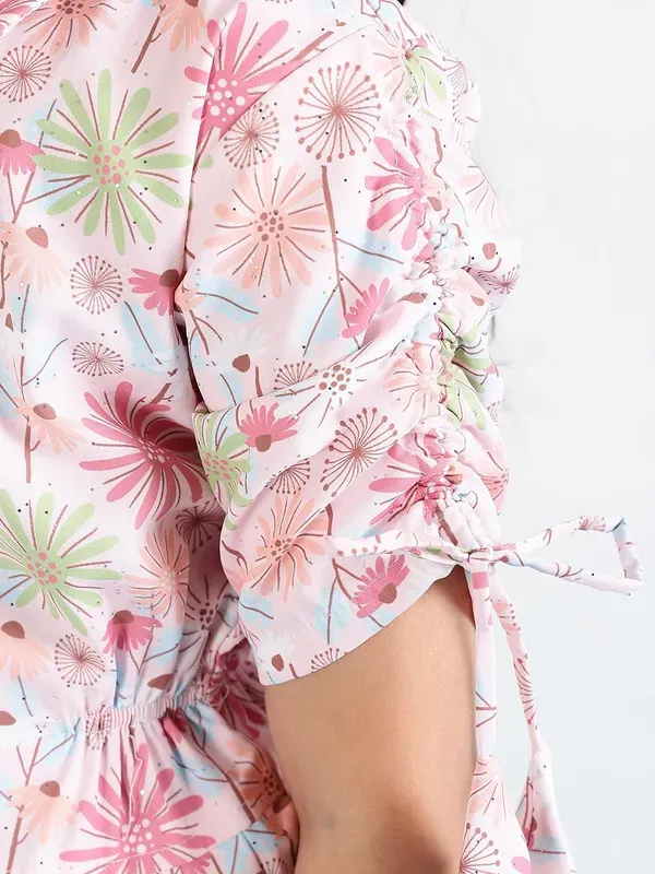 Peach_Floral_Printed_Peplum_Shirt_For_Girls