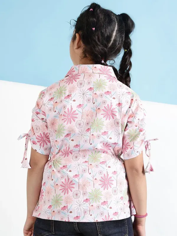 Peach_Floral_Printed_Peplum_Shirt_For_Girls
