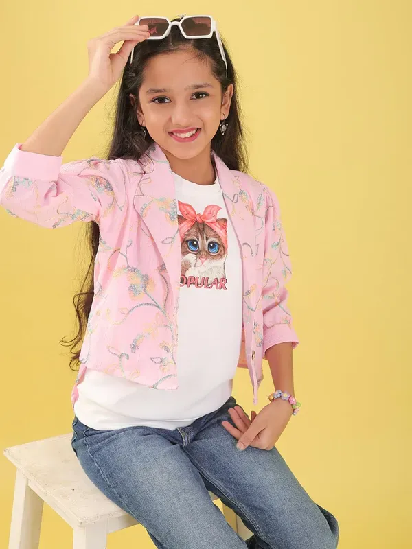 Pink_Cotton_Blend_Floral_Embroidered_Top_With_Half_Sleeves_T-Shirt_For_Girl