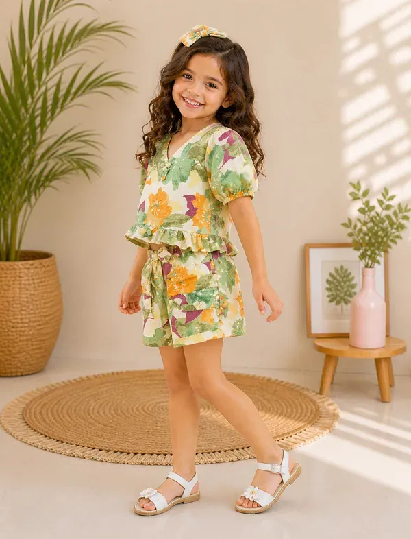 Tropical_Whimsy_Floral_Co-Ord_Set_For_Girls_Breezy_Summer_Top_Shorts
