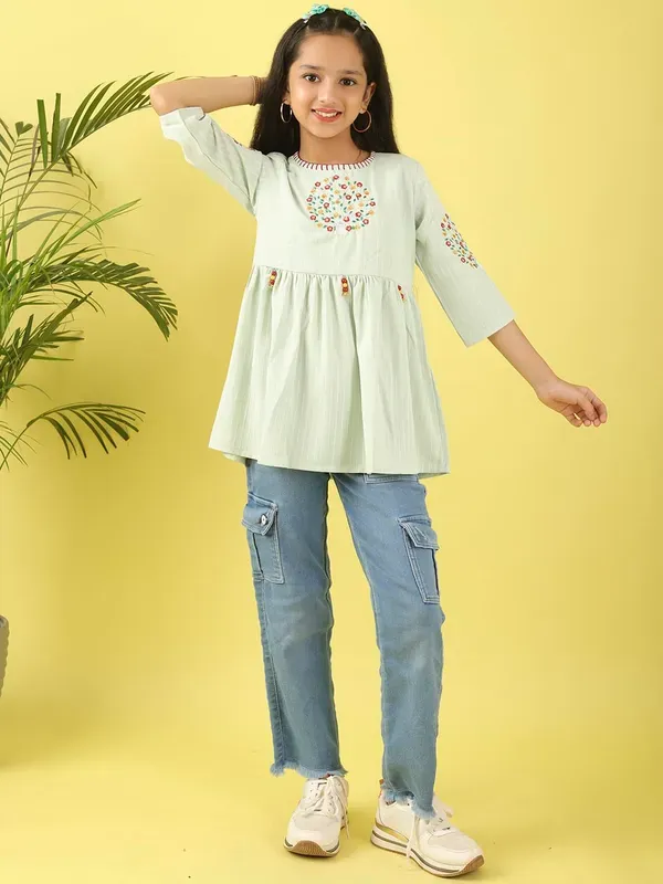Pista_Floral_Embroidered_Polyester_Top_With_For_Girls