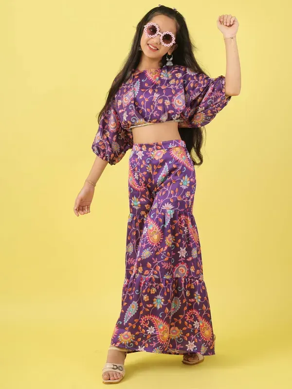 Purple_Silk_Paisley_Print_With_Placement_Embroidery_Co-Ord_Set_For_Girls