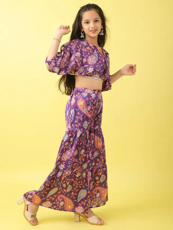 Purple_Silk_Paisley_Print_With_Placement_Embroidery_Co-Ord_Set_For_Girls