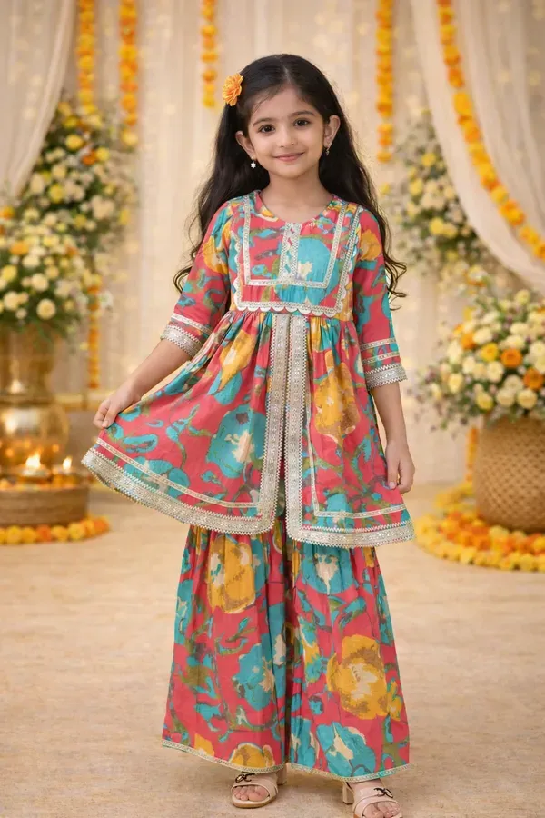 Girls_Multicolor_Floral_Kurta_Sharara_Set_Festive_Ethnic_Kids_Party_Wear