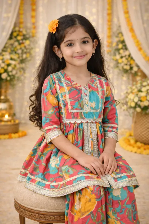 Girls_Multicolor_Floral_Kurta_Sharara_Set_Festive_Ethnic_Kids_Party_Wear