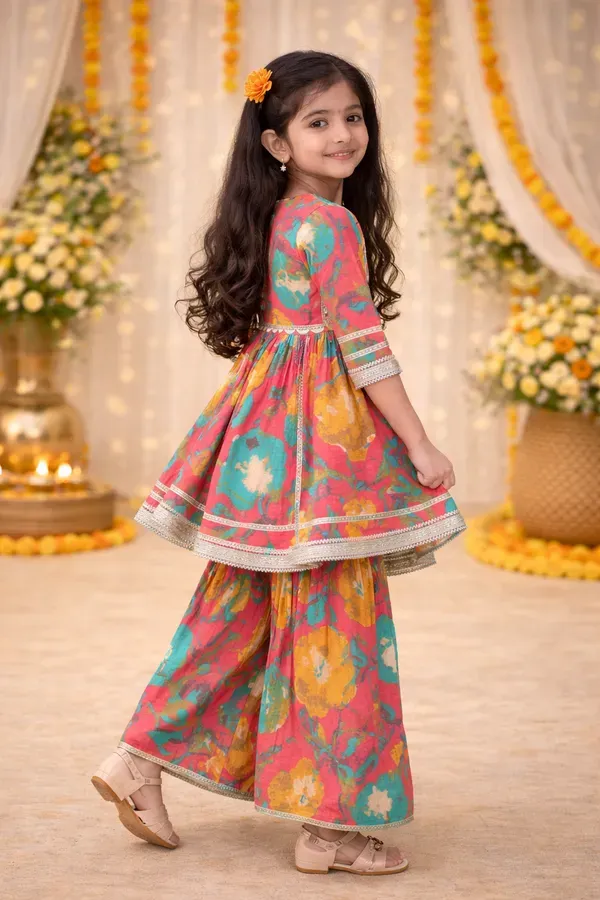 Girls_Multicolor_Floral_Kurta_Sharara_Set_Festive_Ethnic_Kids_Party_Wear