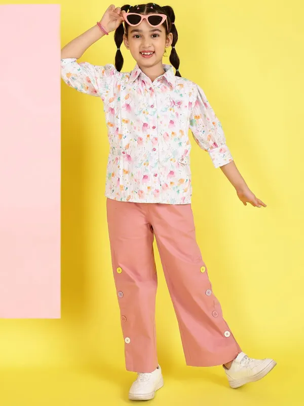 Pink_Floral_Printed_Shirt_With_And_Pink_Pants_Set_For_Girls