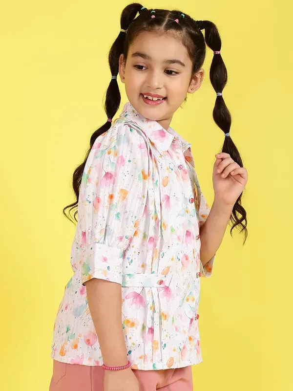 Pink_Floral_Printed_Shirt_With_And_Pink_Pants_Set_For_Girls