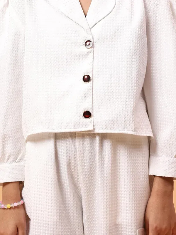 White_Stylish_Buttoned_Jacket_Top_And_Cargo_Ankle_Pants_Co-Ord_Set_For_Girl