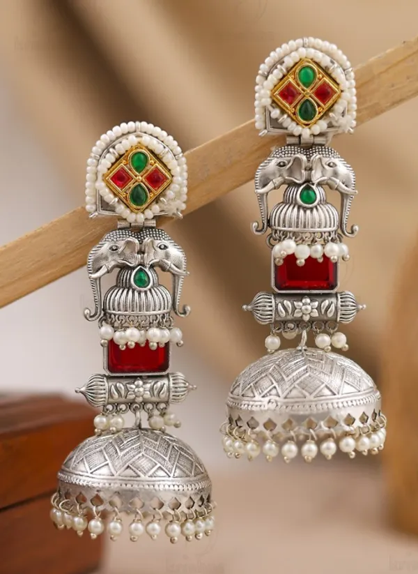 Silver_Tone_Oxidised_Jhumka_Earrings_For_Women