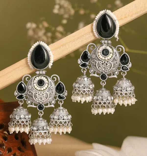 Silver_Oxidised_Jhumka_Earrings_For_Women