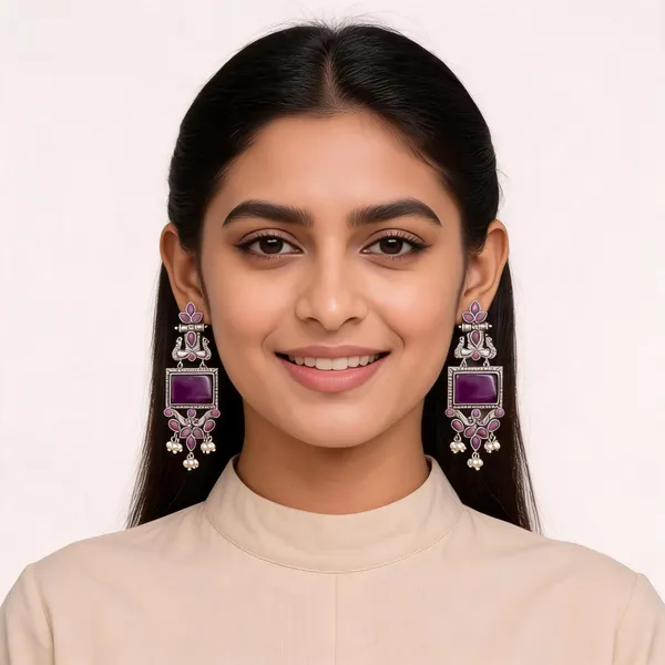 Purple_Stone_Peacock_Drop_Earrings_For_Women