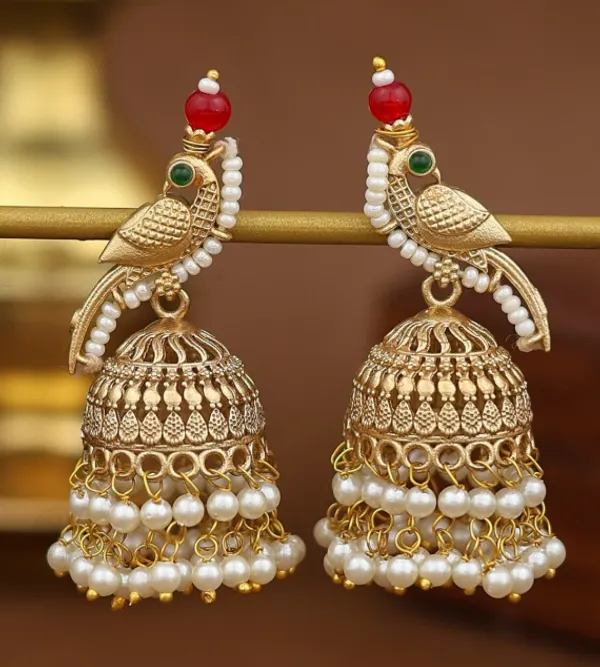 Gold_Tone_Bird_Motif_Jhumka_Earrings_For_Women