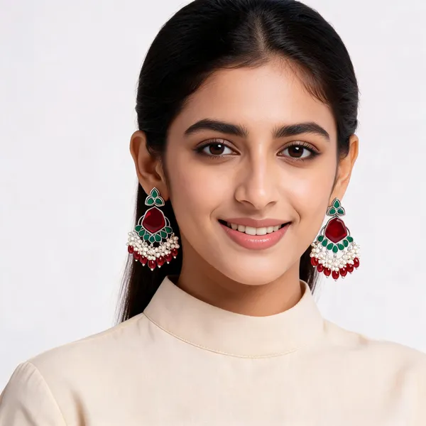 Red_Green_Stone_Drop_Earrings_For_Women