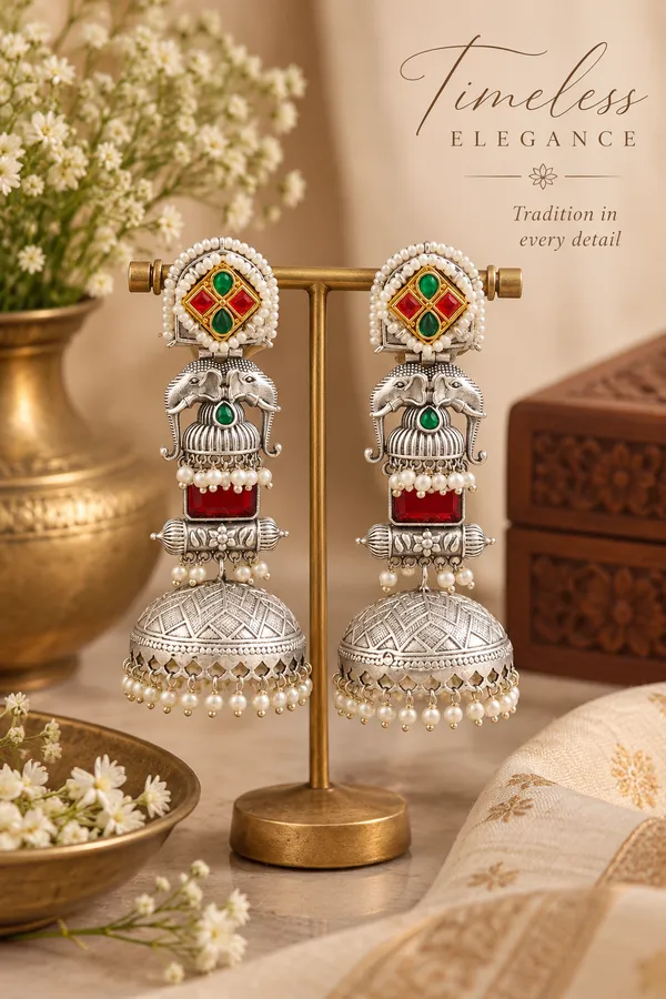 Silver_Tone_Oxidised_Jhumka_Earrings_For_Women