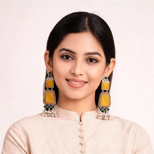 Green_And_Yellow_Stone_Chandelier_Earrings_For_Women