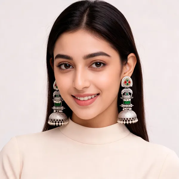 Silver_Tone_Stone_Studded_Jhumka_Earrings_For_Women