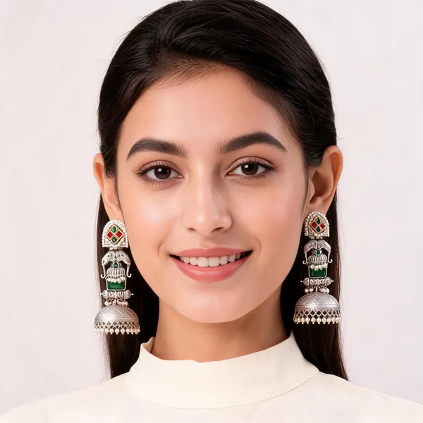 Silver_Tone_Stone_Studded_Jhumka_Earrings_For_Women